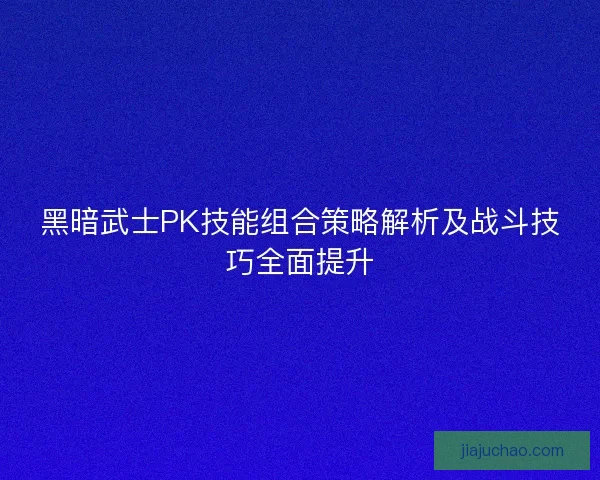 黑暗武士PK技能组合策略解析及战斗技巧全面提升